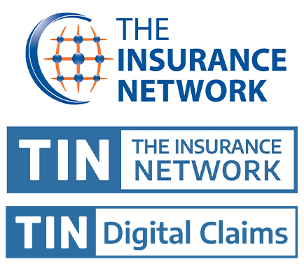 The insurance network's old logo, new logo and the new digital claims event logo