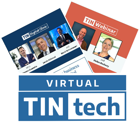 Virtual tintech insurance forum brochures and logo
